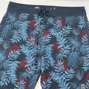 Travis Mathew Party Hearty Board Shorts Size 38 Blue Men's Swim Trunks 9" Inseam